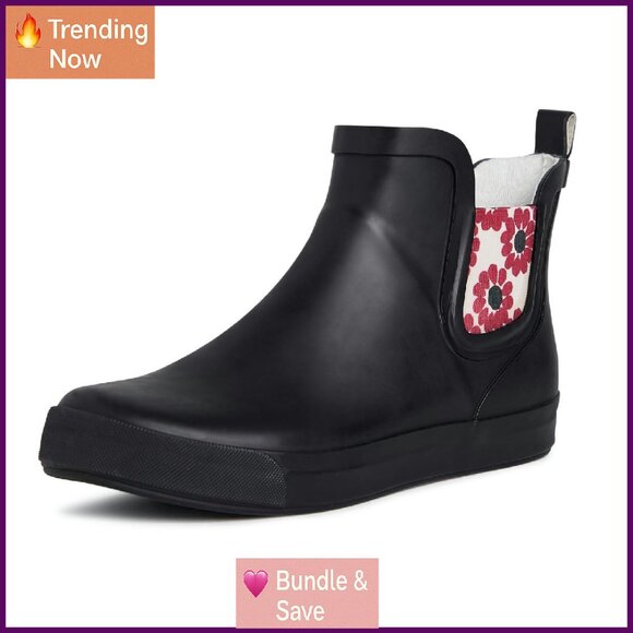 Waterproof Rubber Rain Boots Mid Cut Ankle Chelsea Style Lightweight